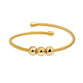 Stately Steel 3-Bead Cable Wire Bangle Bracelet