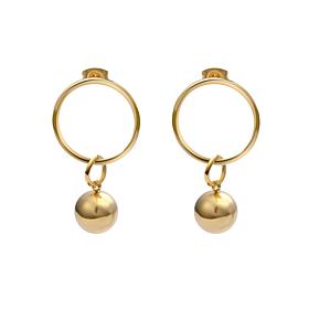 Stately Steel Ball Hoop Dangle Earrings