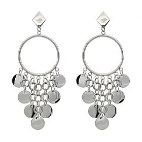 Stately Steel Circle Chandelier Earrings