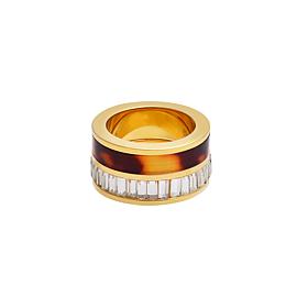 Stately Steel Clear Stone Tortoise Shell-Color Ring