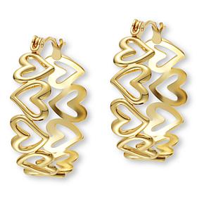 Stately Steel Hallow Heart Chain Hoop Earrings