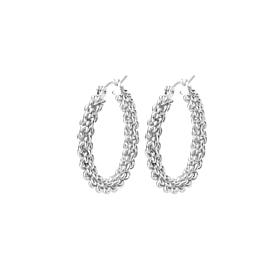 Stately Steel Interwoven Chain Hoop Earrings