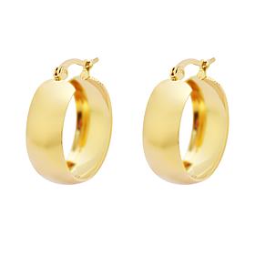 Stately Steel Medium Wide Huggie Hoop Earrings