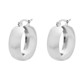 Stately Steel Medium Wide Huggie Hoop Earrings