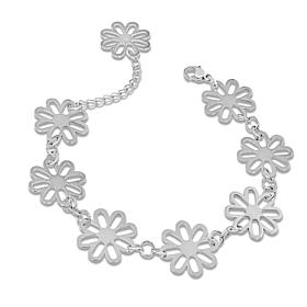 Stately Steel Open Flower Link Bracelet