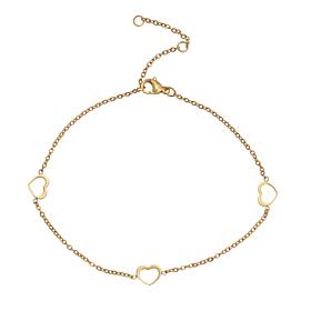 Stately Steel Open Heart Ankle Bracelet