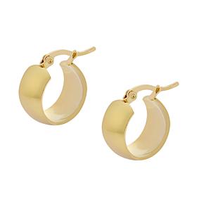 Stately Steel Small Wide Huggie Hoop Earrings