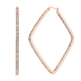 Stately Steel Square Inside-Outside Pavé Hoop Earrings - 2"
