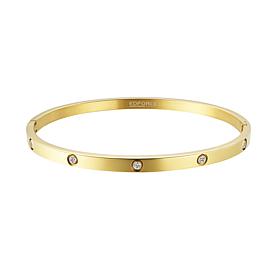 Stately Steel Stainless Steel CZ Bangle Bracelet