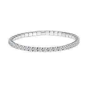 Stately Steel Stainless Steel CZ Elastic Bracelet