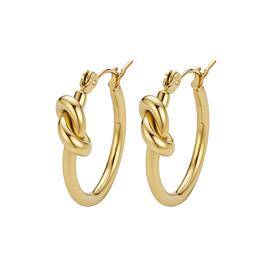 Stately Steel Stainless Steel Knot Hoop Earrings