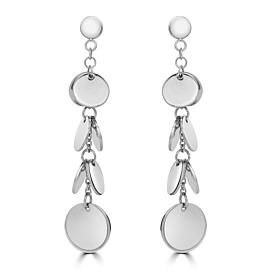 Stately Steel Stainless Steel Mirror Disc Drop Earrings