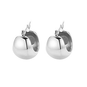 Stately Steel Stainless Steel Puffy Hugger Earrings