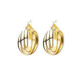 Stately Steel Stainless Steel Triple Overlapping Hoop Earrings