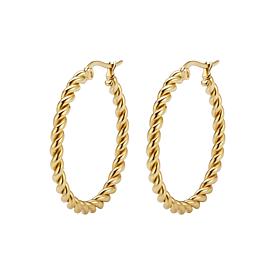 Stately Steel Stainless Steel Twist Hoop Earrings