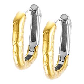 Stately Steel Stainless Steel U-Shape Hoop Earrings