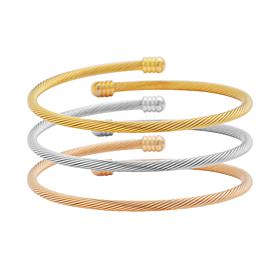 Stately Steel Tri-Color Cable Wire Twisted Adjustable 3-piece Cuff ...