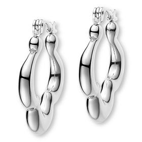 Stately Steel Wrap Flower Hoop Earrings