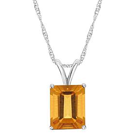 Sterling Silver 10x8mm Emerald-Cut Gemstone Pendant with Chain