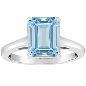 Sterling Silver 10x8mm Emerald-Cut Gemstone Ring