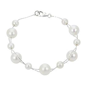 Sterling Silver 6-10mm Cultured Freshwater Pearl Illusion Bracelet