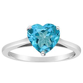 Sterling Silver 8mm Heart-Shaped Gemstone Ring