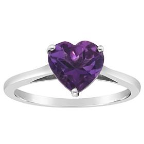 Sterling Silver 8mm Heart-Shaped Gemstone Ring