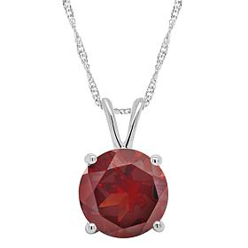 Sterling Silver 8mm Round Gemstone Solitaire Pendant with Chain