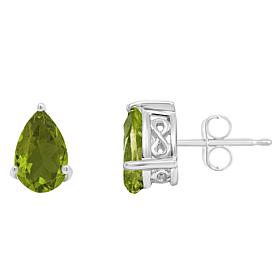 Sterling Silver 8x5mm Pear-Shaped Gemstone Stud Earrings