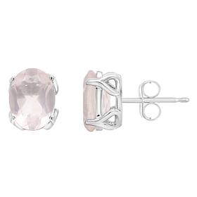 Sterling Silver 8x6mm Oval-Cut Gemstone Stud Earrings