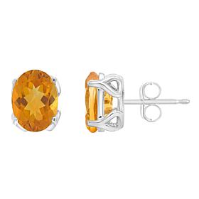 Sterling Silver 8x6mm Oval-Cut Gemstone Stud Earrings