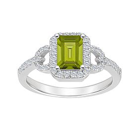 Sterling Silver Emerald-Cut Gemstone and White Topaz Accent Ring