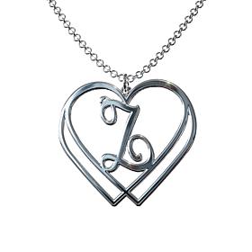 Sterling Silver "Entwined" Double Heart Initial Necklace
