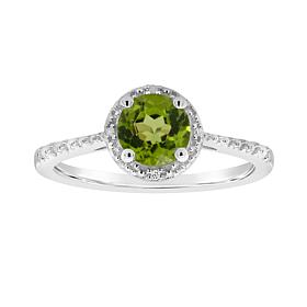 Sterling Silver Gemstone and Diamond 5mm Round Ring