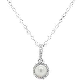 Sterling Silver Gemstone and Diamond Round Pendant with Chain