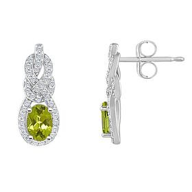 Sterling Silver Gemstone and White Topaz Accent 6x4mm Oval Earrings