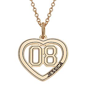 Sterling Silver Personalized Name and Number Heart Necklace