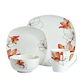 Tabletops Gallery Lily 16-Piece Dinnerware Set - Service for 4
