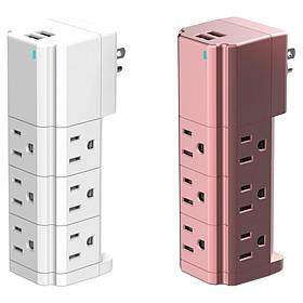 Tech Impressions 2-Pack Swivel Power Strips for Up to 11 Devices