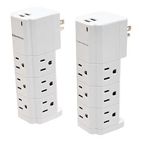 Tech Impressions 2-Pack Swivel Power Strips for Up to 11 Devices