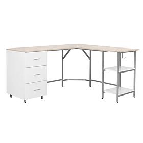 Techni Mobili L-Shape Home Office Desk with Storage, Gold