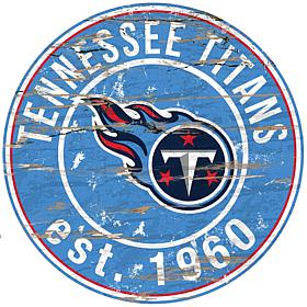 Tennessee Titans Round Distressed Sign
