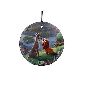 Thomas Kinkade Disney Lady and the Tramp Hanging Glass StarFire Print