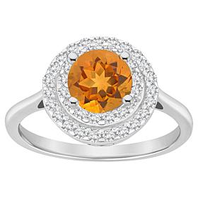 Top Choice Gems 7mm Round Gem and White Topaz Double Halo Ring
