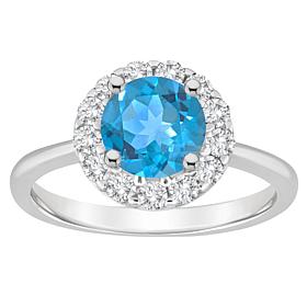 Top Choice Gems 7mm Round Gem and White Topaz Halo Ring
