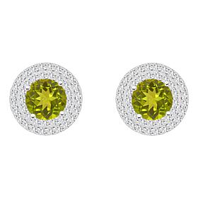 Top Choice Gems 7mm Round Gem and White Topaz Halo Stud Earrings