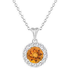 Top Choice Gems 7mm Round Gem and White Topaz Pendant with Chain