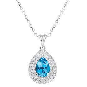 Top Choice Gems 8x5mm Pear Gem White Topaz Pendant with Chain