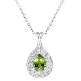 Top Choice Gems 8x5mm Pear Gem White Topaz Pendant with Chain