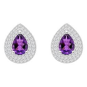 Top Choice Gems 8x5mm Pear-Shaped Gem and White Topaz Stud Earrings